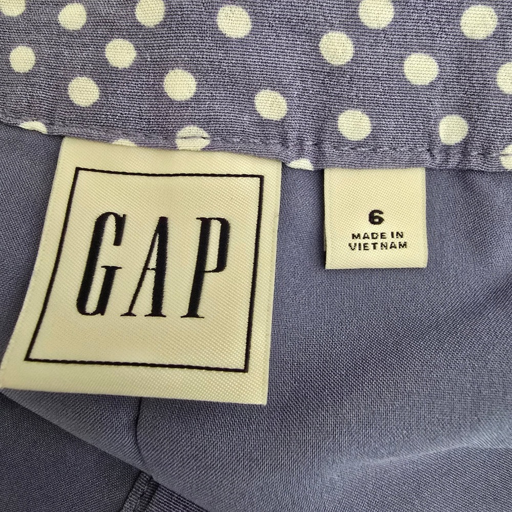 Gap Blue Polka Dot Button Front Midi A-Line Skirt Womens Size 6 - Picture 6 of 7